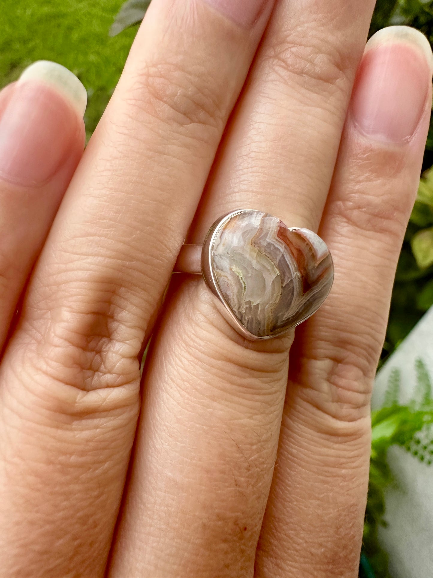 Laguna Lace Agate Sterling Silver Ring, Size 8.25, Unique Boho Statement Ring, Natural Gemstone Jewelry, Silver Ring for Women