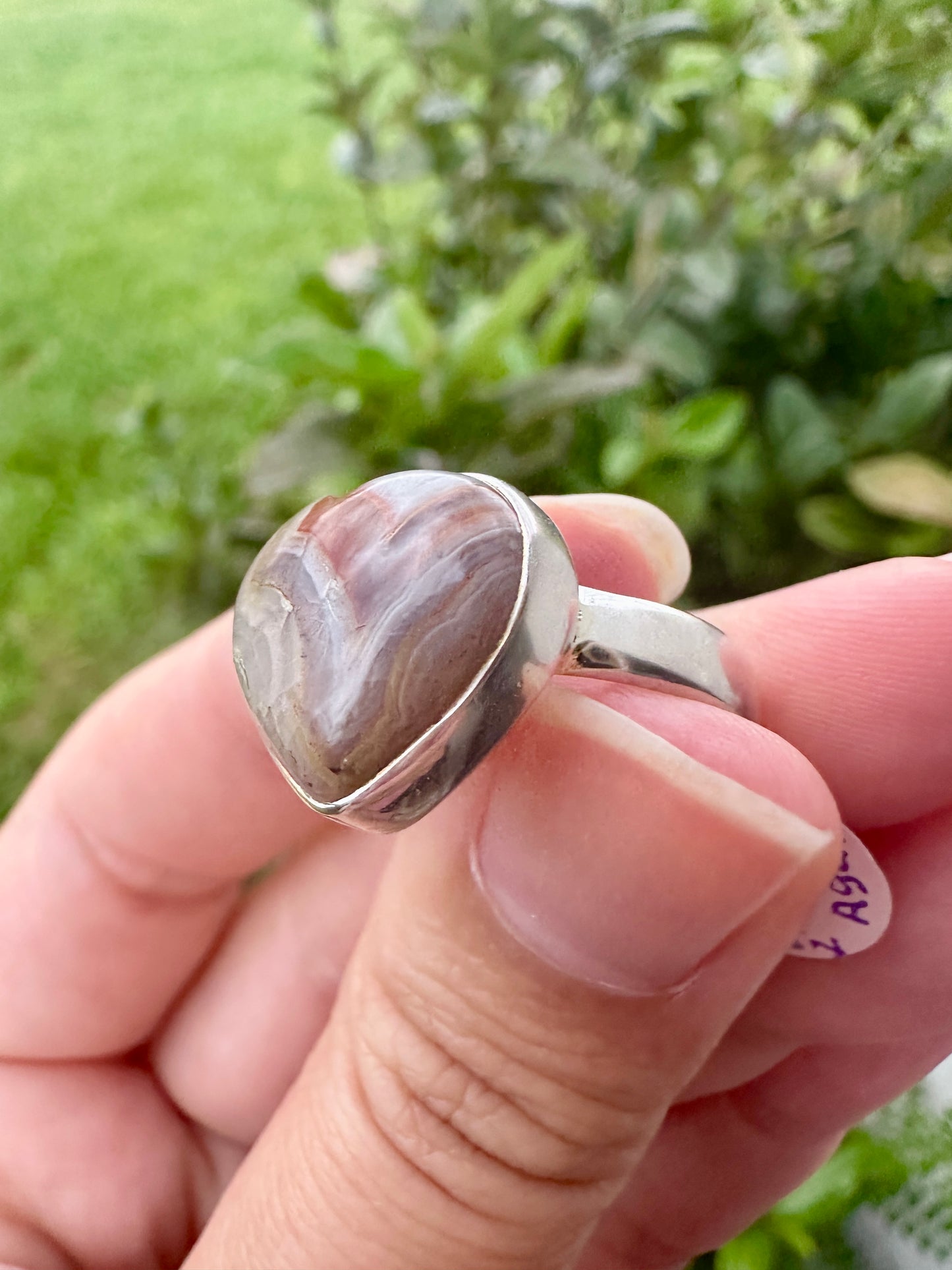 Laguna Lace Agate Sterling Silver Ring, Size 8.25, Unique Boho Statement Ring, Natural Gemstone Jewelry, Silver Ring for Women