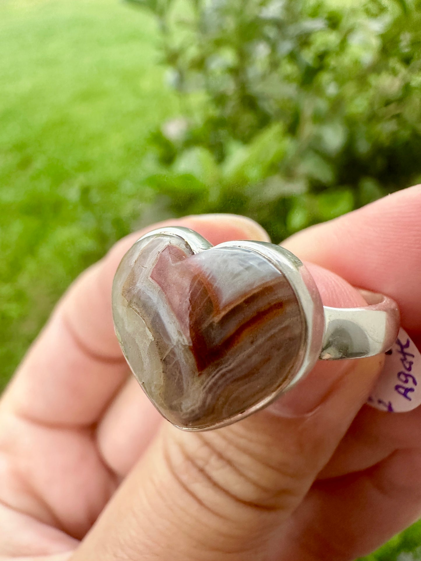 Laguna Lace Agate Sterling Silver Ring, Size 8.25, Unique Boho Statement Ring, Natural Gemstone Jewelry, Silver Ring for Women