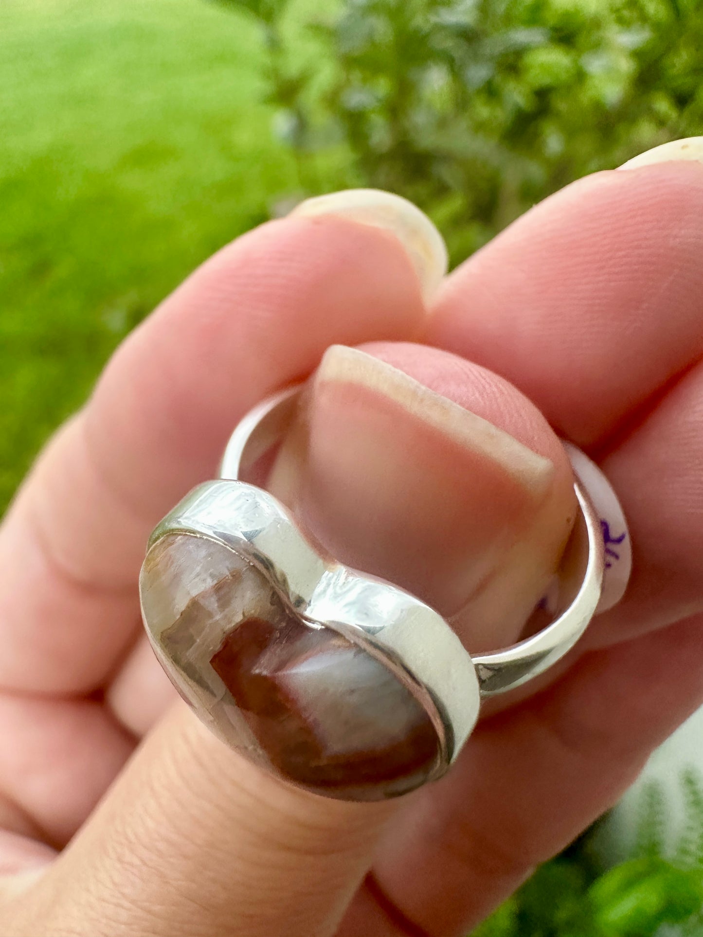 Laguna Lace Agate Sterling Silver Ring, Size 8.25, Unique Boho Statement Ring, Natural Gemstone Jewelry, Silver Ring for Women