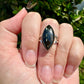 Sterling Silver Nuummite Ring, Size 7.25, Unique Crystal Statement Ring, Natural Gemstone Jewelry, Silver Ring for Women