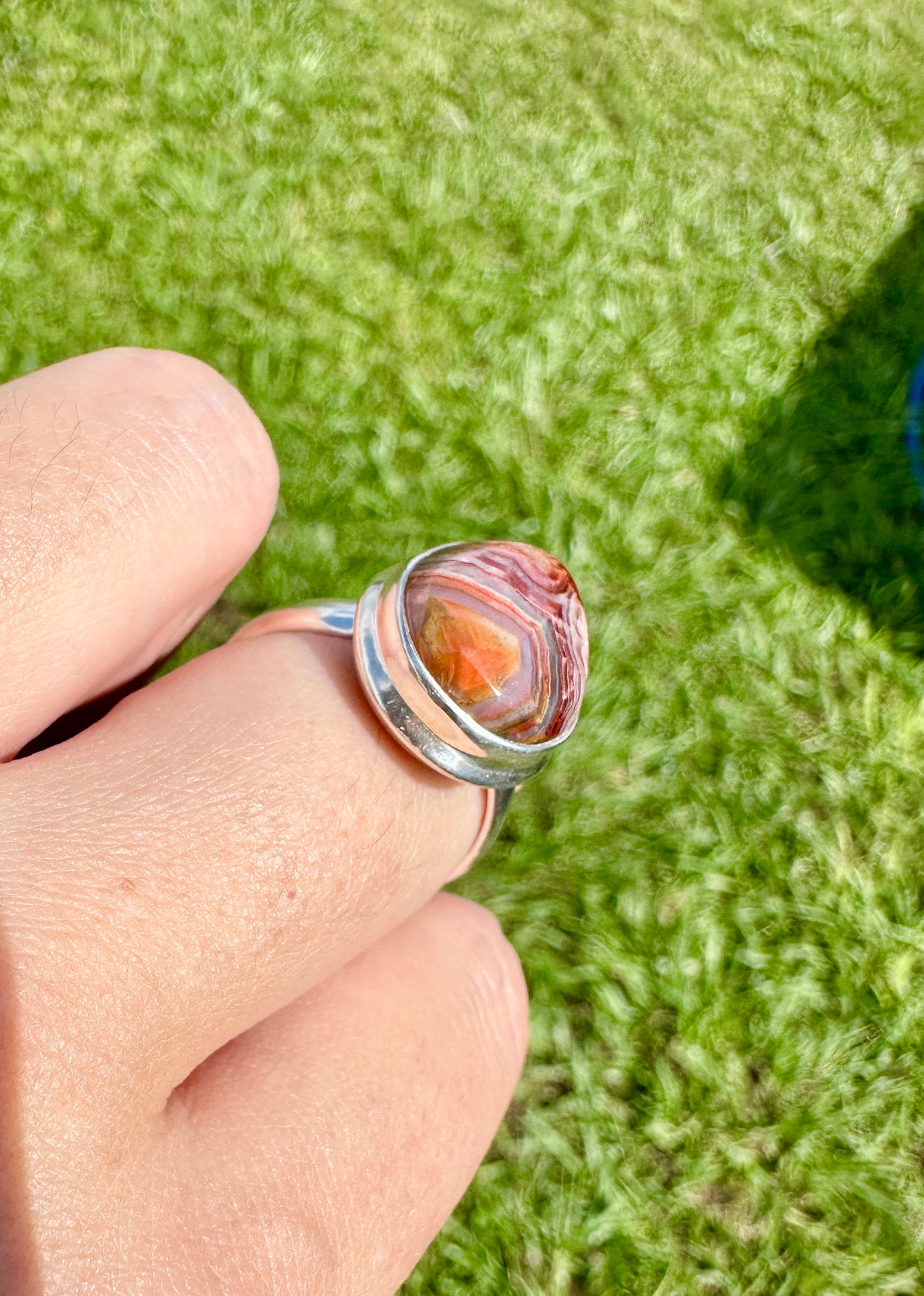 Laguna Lace Agate Sterling Silver Ring, Size 11, Unique Boho Statement Ring, Natural Gemstone Jewelry, Silver Ring for Women