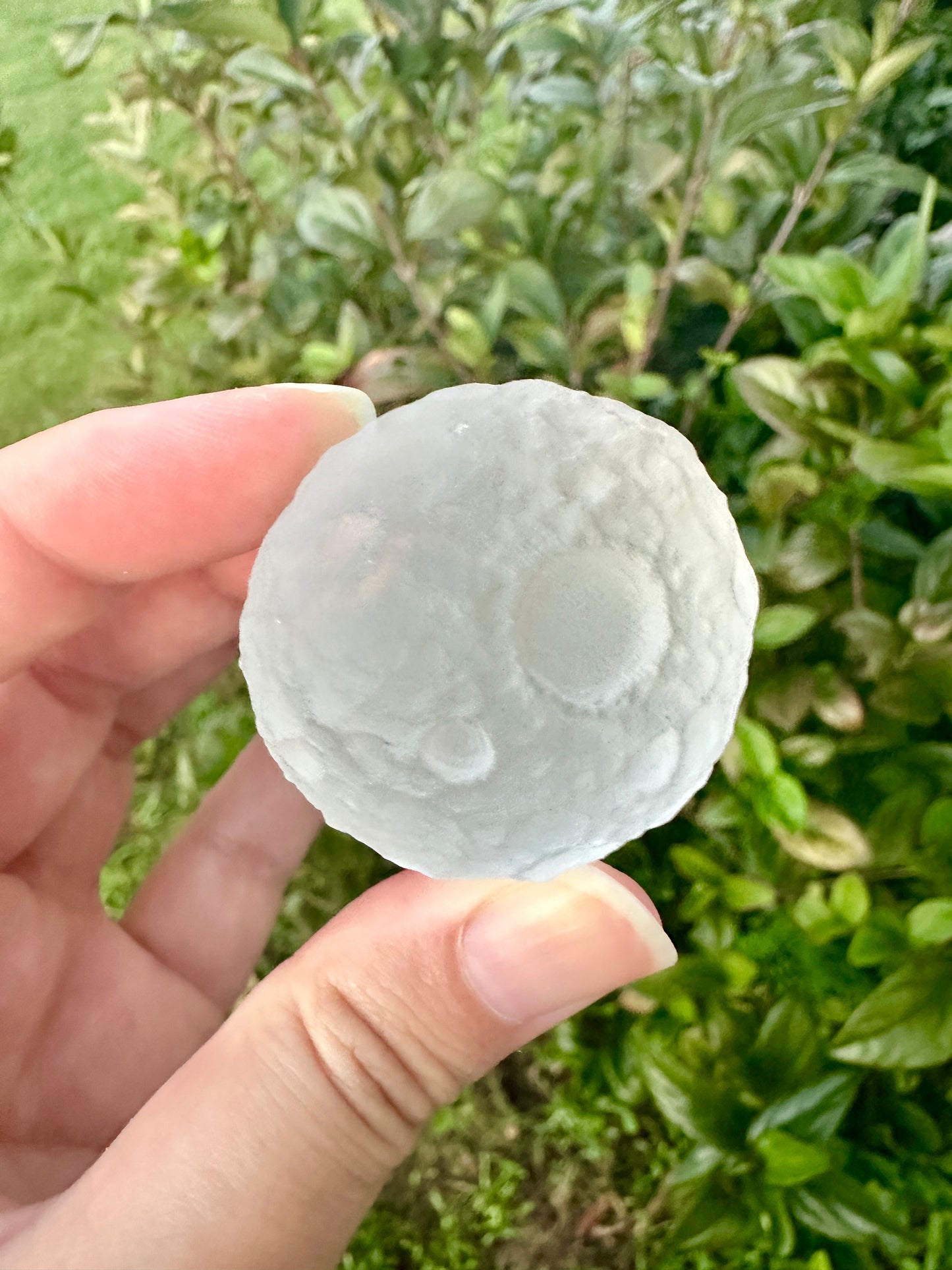 Selenite Moon with Craters, Healing Crystal Moon Decor, Unique Selenite Sculpture, Spiritual Gift for Crystal Lovers, Lunar Decor