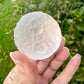 Selenite Moon with Craters, Healing Crystal Moon Decor, Unique Selenite Sculpture, Spiritual Gift for Crystal Lovers, Lunar Decor