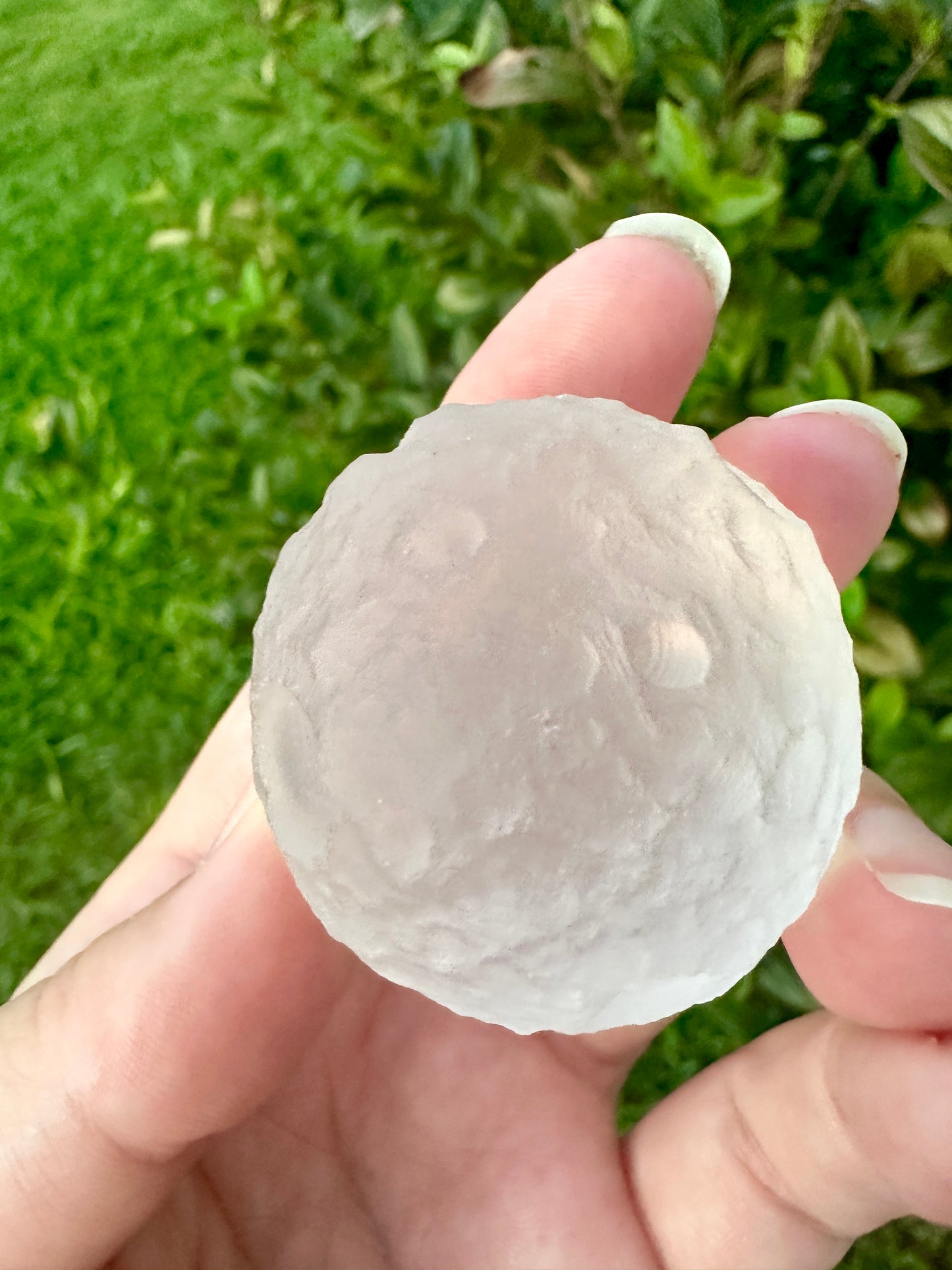 Selenite Moon with Craters, Healing Crystal Moon Decor, Unique Selenite Sculpture, Spiritual Gift for Crystal Lovers, Lunar Decor