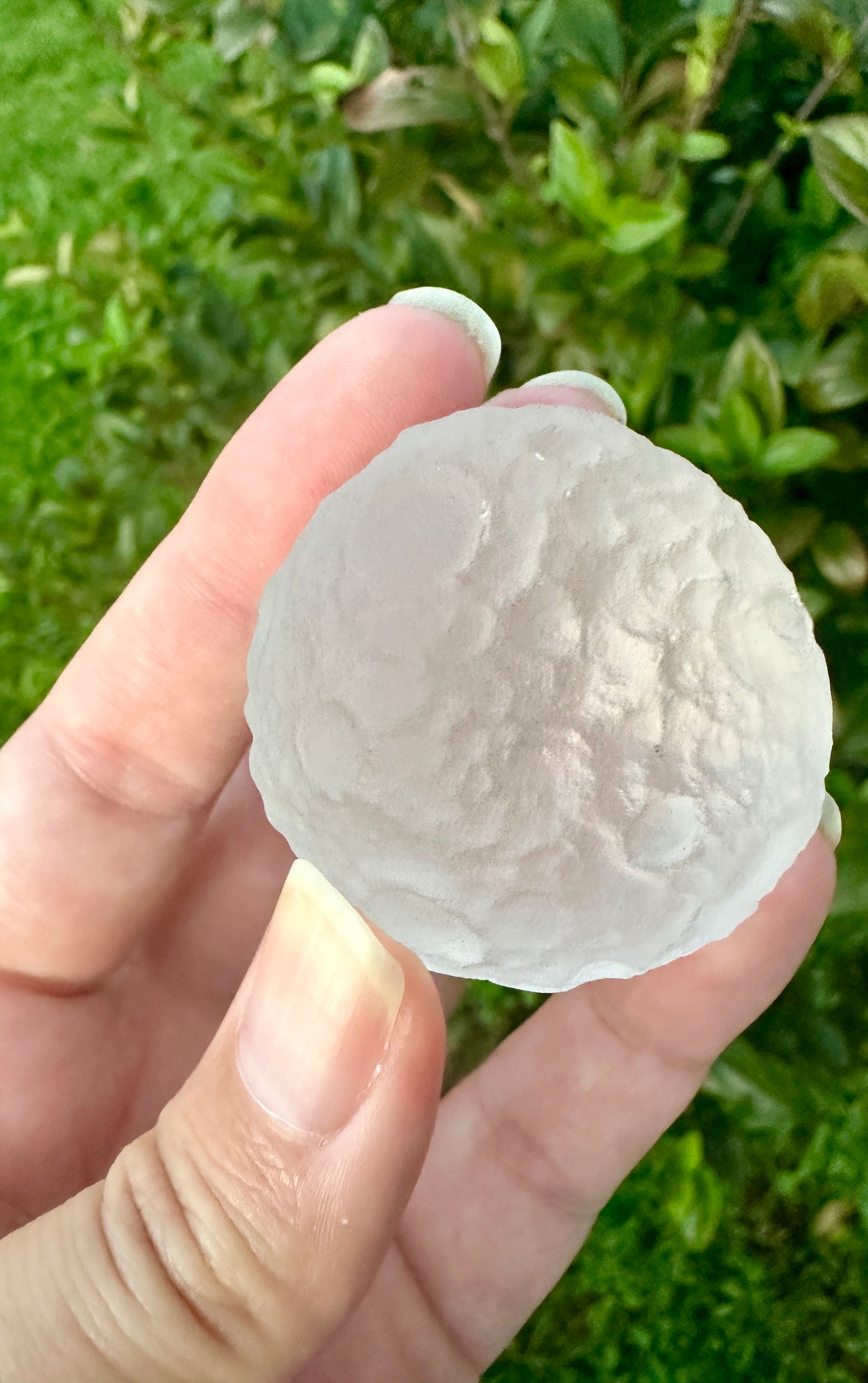 Selenite Moon with Craters, Healing Crystal Moon Decor, Unique Selenite Sculpture, Spiritual Gift for Crystal Lovers, Lunar Decor