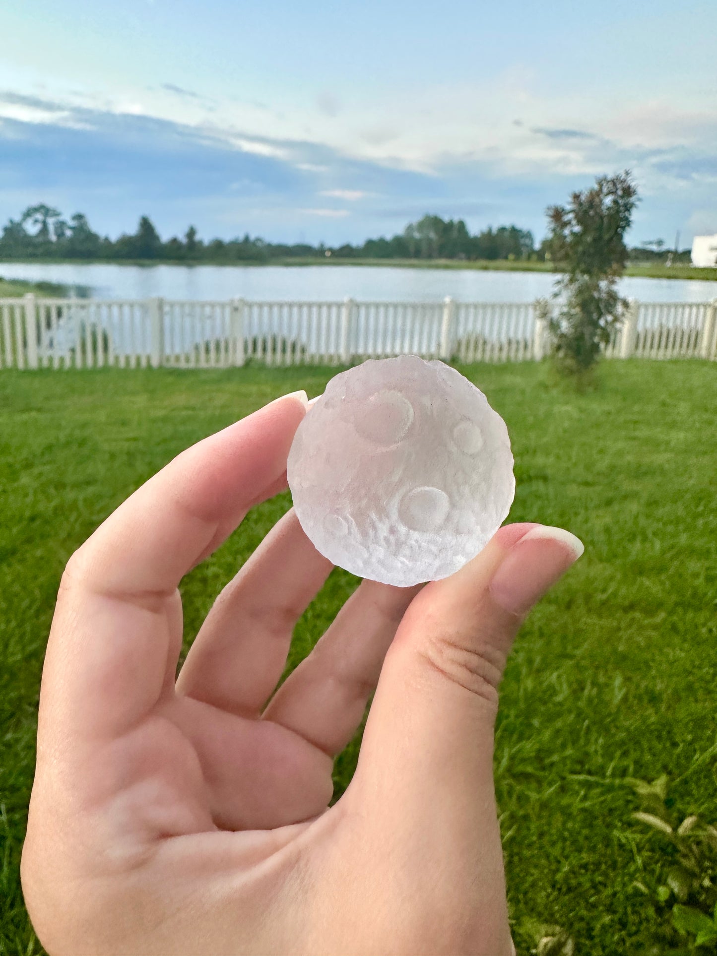 Selenite Moon with Craters, Healing Crystal Moon Decor, Unique Selenite Sculpture, Spiritual Gift for Crystal Lovers, Lunar Decor