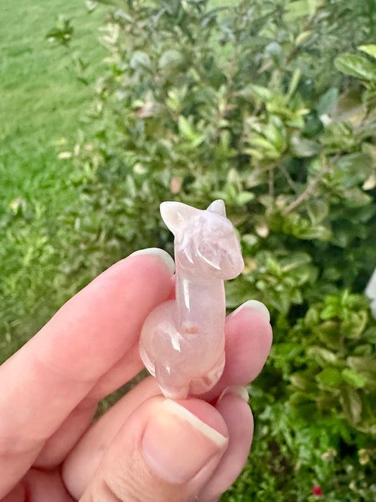 Flower Agate Llama Carving, Unique Crystal Animal Sculpture, Healing Flower Agate Decor, Spiritual Gift for Crystal Lovers, Llama Statue