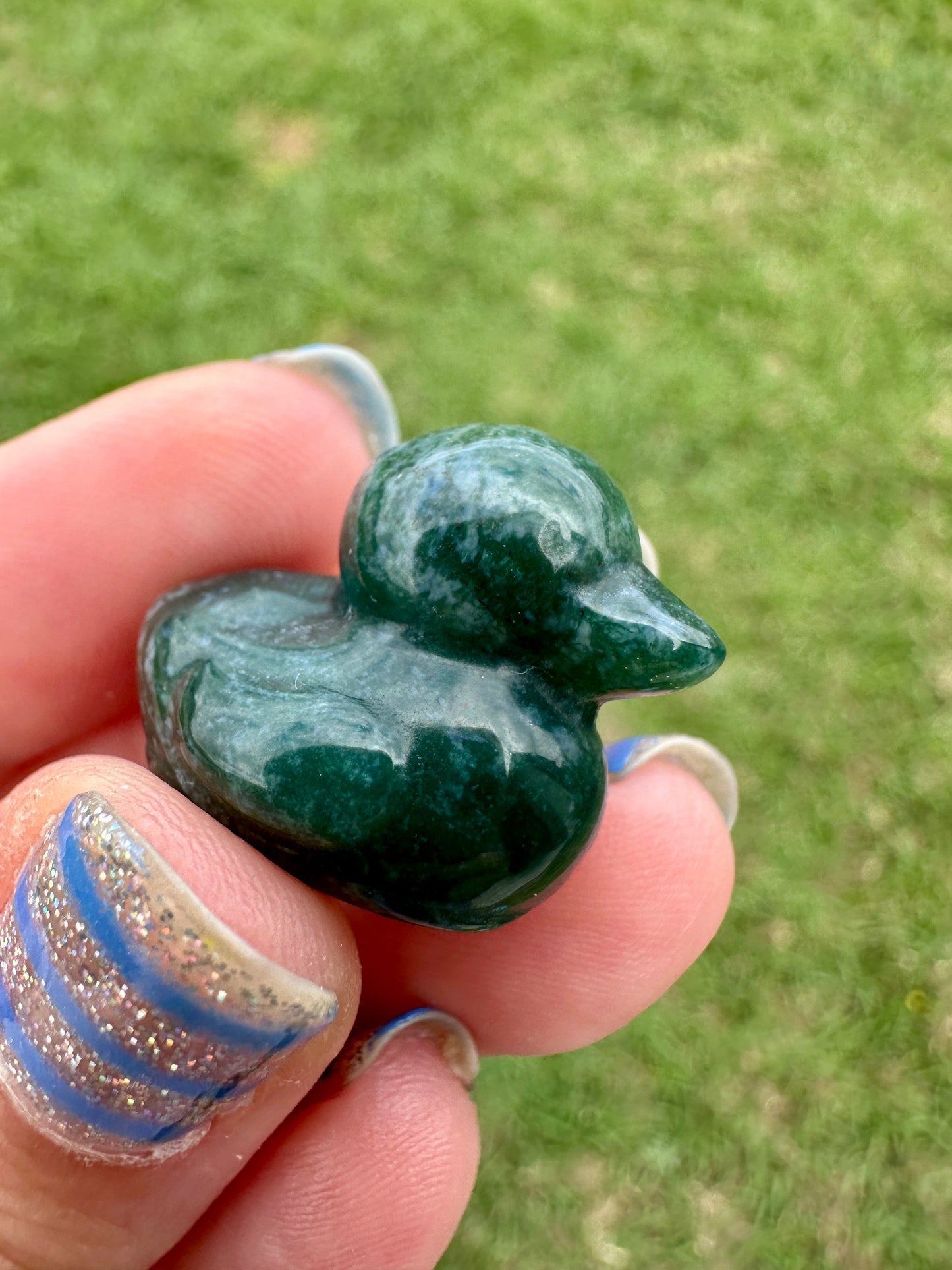 Charming Moss Agate Duck Carving - Embrace Nature’s Serenity & Growth, Perfect for Healing, Meditation, and Unique Nature-Inspired Decor