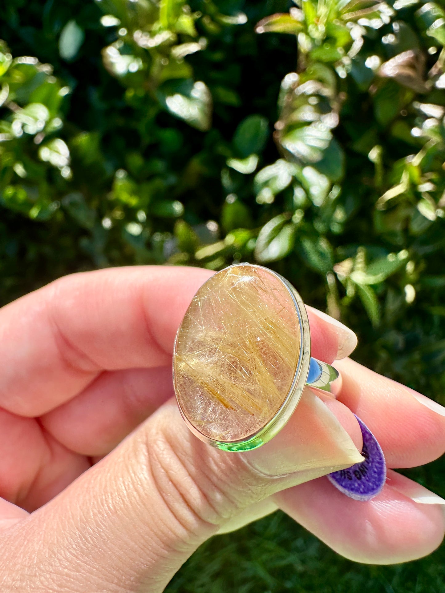 Gold Rutile Sterling Silver Ring Size 9.25: Exquisite Handcrafted Ring with Unique Golden Needle Inclusions, Ideal for Daily Wear or Special Occasions