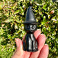 Black Obsidian Cat Witch Carving - Magical Feline Sculpture for Witchy Decor, Spiritual Protection, Altar, Gift for Cat Lovers