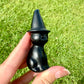 Black Obsidian Cat Witch Carving - Magical Feline Sculpture for Witchy Decor, Spiritual Protection, Altar, Gift for Cat Lovers