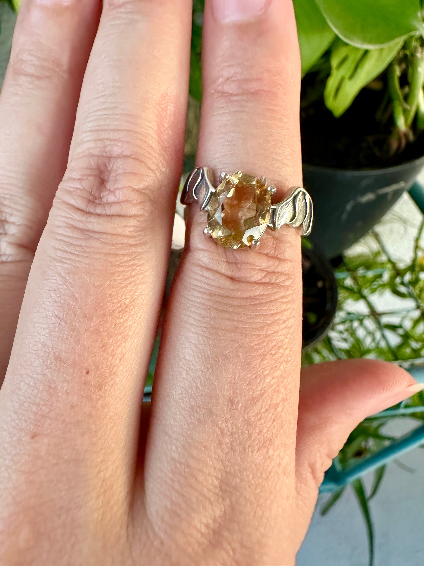 Sterling Silver Faceted Citrine Adjustable Bat Ring – Witchy Jewelry, Gothic Halloween Ring, Spiritual Crystal Bat Accessory, Citrine Gift for Her