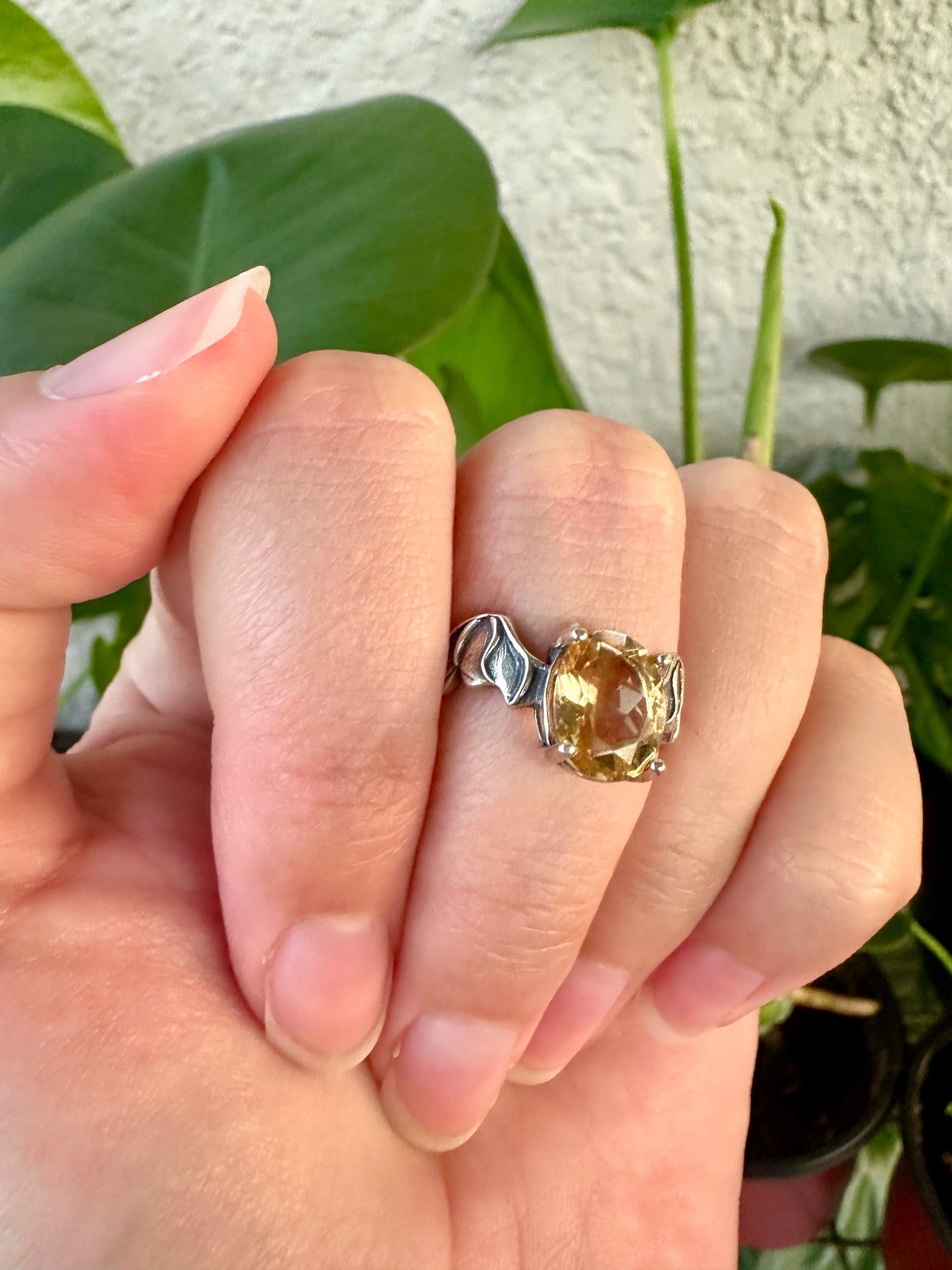 Sterling Silver Faceted Citrine Adjustable Bat Ring – Witchy Jewelry, Gothic Halloween Ring, Spiritual Crystal Bat Accessory, Citrine Gift for Her