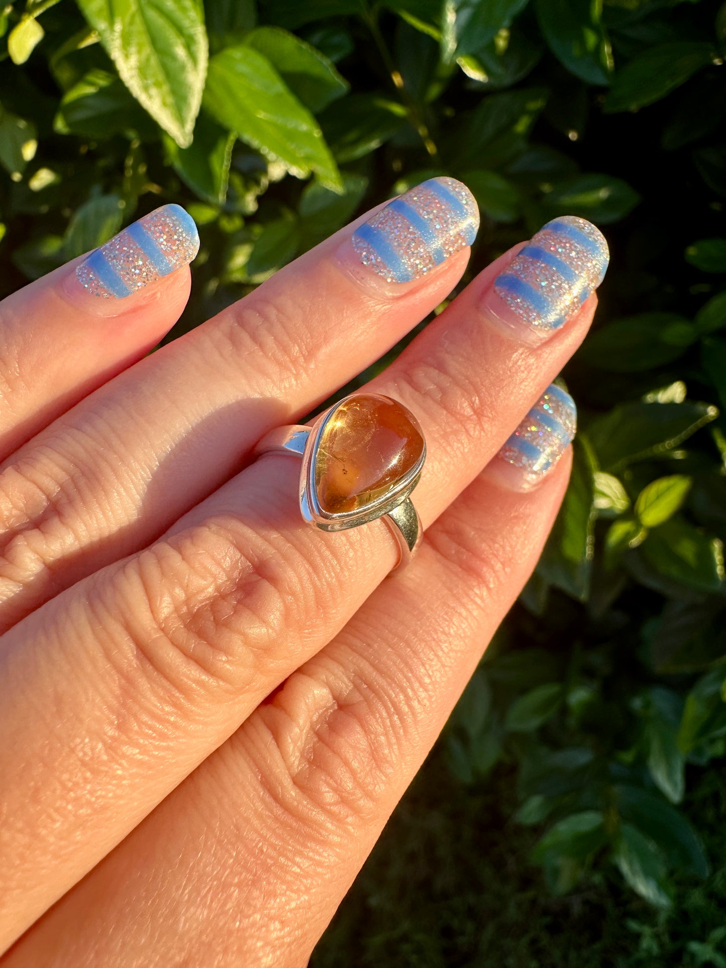 Citrine Sterling Silver Ring Size 7.25 - Elegant Jewelry for Prosperity and Joy, Perfect for Enhancing Positive Energy and Personal Style