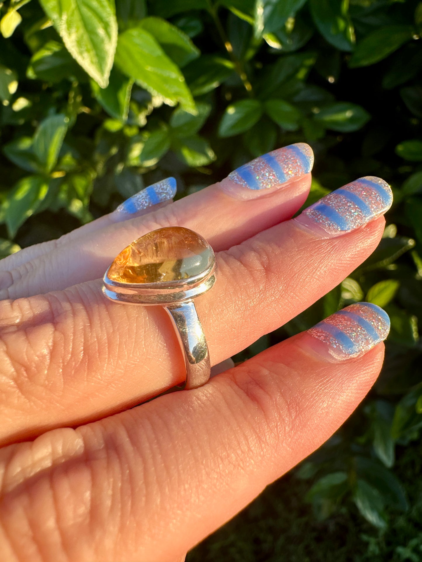 Citrine Sterling Silver Ring Size 7.25 - Elegant Jewelry for Prosperity and Joy, Perfect for Enhancing Positive Energy and Personal Style