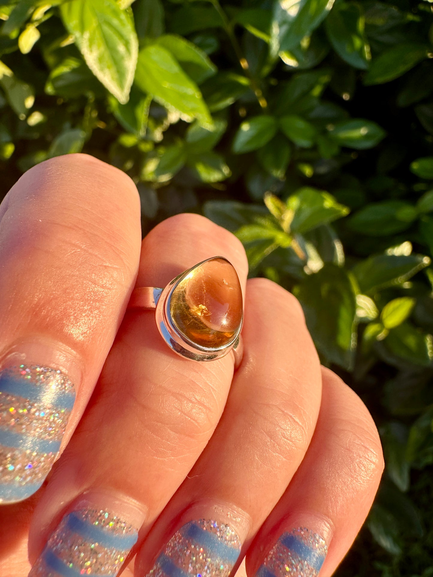 Citrine Sterling Silver Ring Size 7.25 - Elegant Jewelry for Prosperity and Joy, Perfect for Enhancing Positive Energy and Personal Style