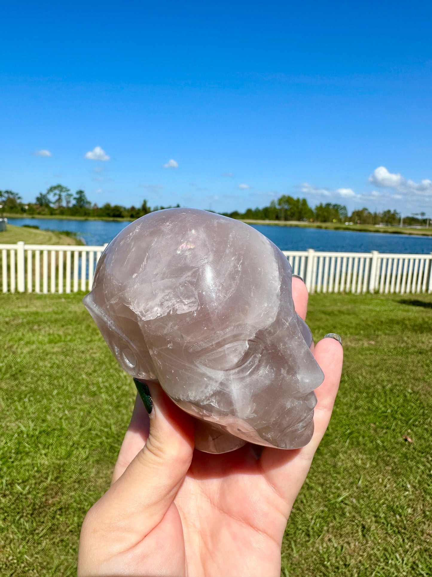 Lavender Fluorite Alien Head Sculpture, Unique Crystal Alien Carving, Fluorite Extraterrestrial Figurine, Healing Stone Alien Decor Gift