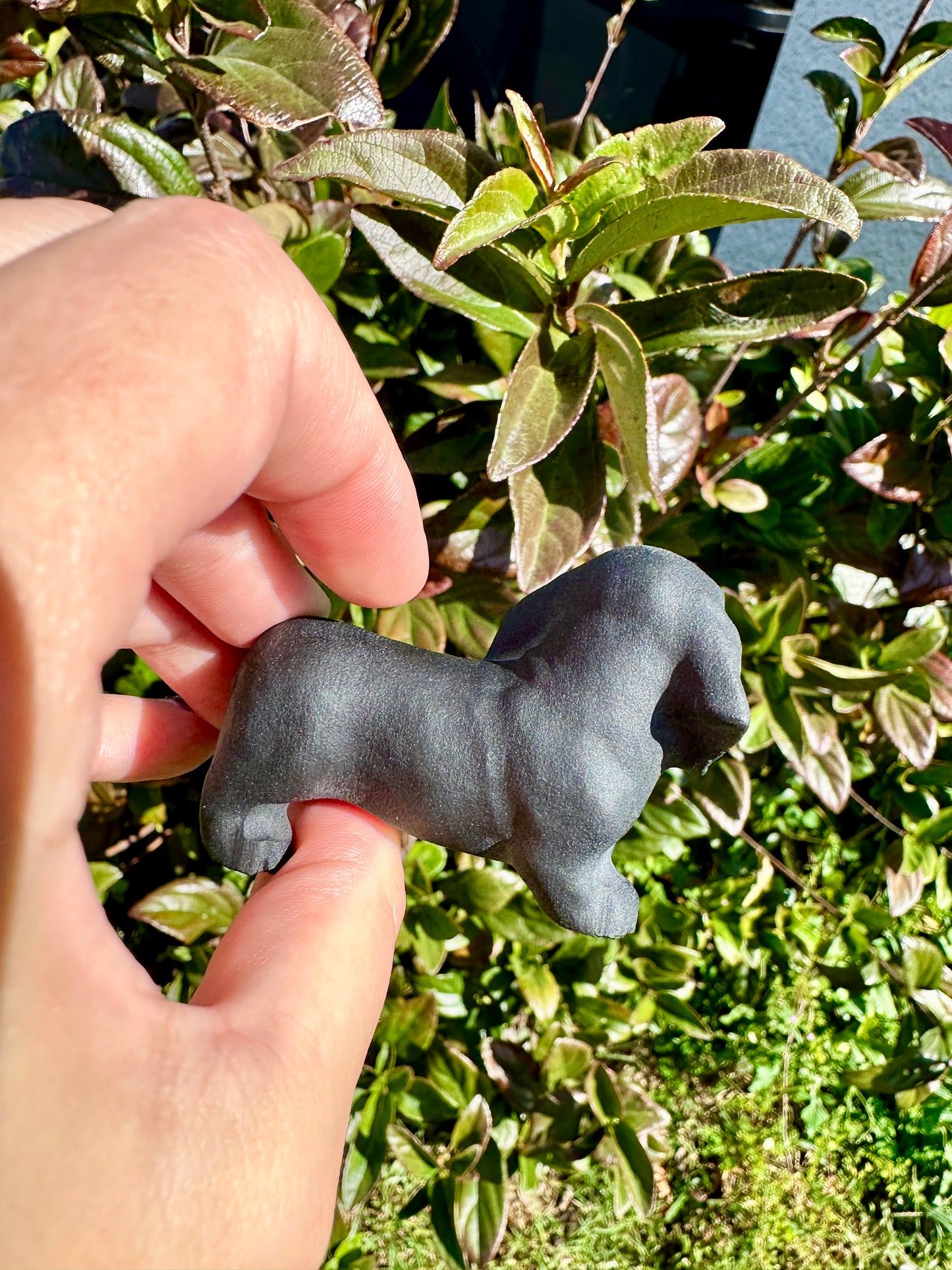 Black Obsidian Dachshund Dog Figurine, Unique Gemstone Dog Statue, Healing Crystal Doxie Sculpture, Perfect Pet Lover Gift