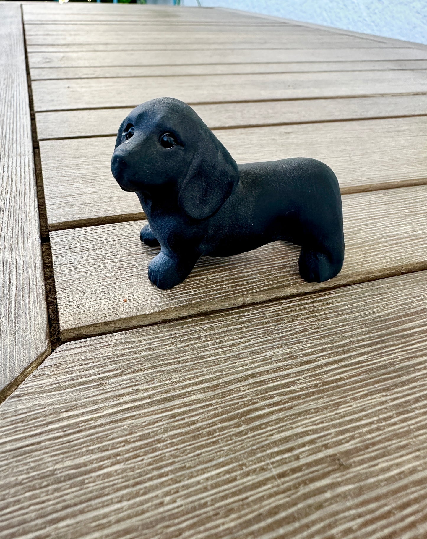 Black Obsidian Dachshund Dog Figurine, Unique Gemstone Dog Statue, Healing Crystal Doxie Sculpture, Perfect Pet Lover Gift