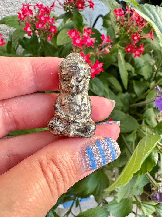 Pyrite Buddha Carving - Perfect for Meditation and Home Decor, Add a Touch of Zen and Tranquility