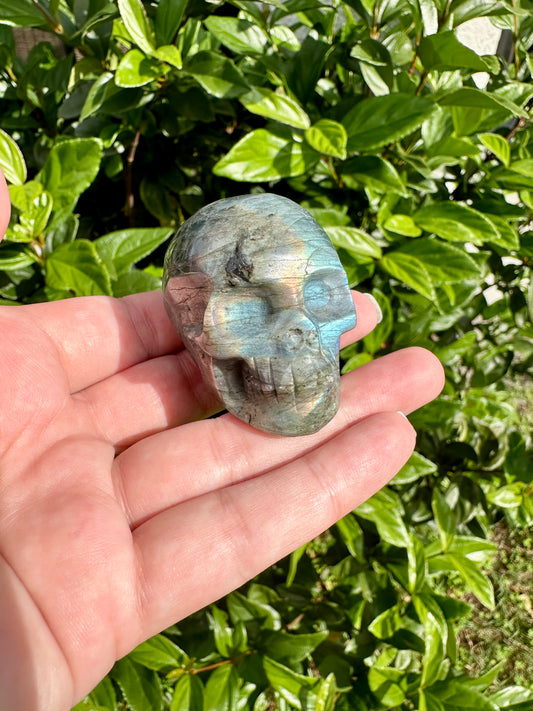 Labradorite Skull Carving - Unleash Your Inner Mystique with This Powerful Protector and Enhancer of Intuition, Perfect for Spiritual Exploration