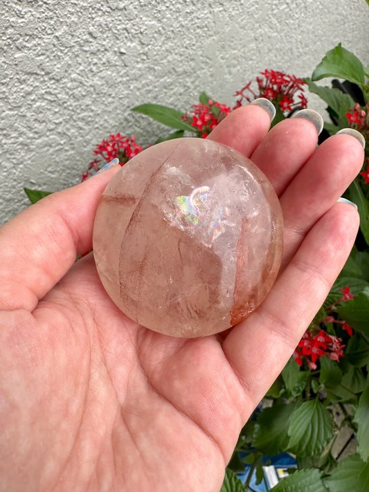 Fire Quartz Palm Stone - Ignite Passion and Energy, Perfect for Enhancing Focus and Creativity, Ideal for Meditation and Emotional Balance