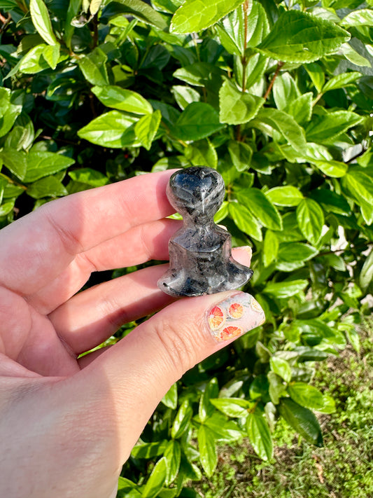 Unique Black Tourmaline in Quartz Alien Carving - A Cosmic Blend for Protection and Energy Clearing