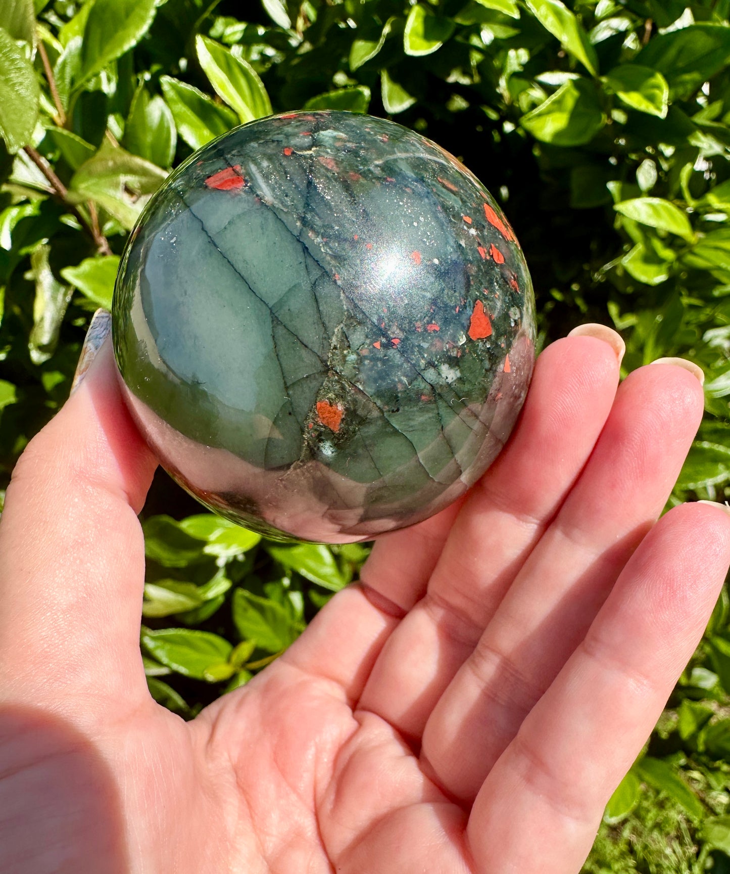 Stunning African Bloodstone Sphere: Exquisite Hand-Picked Gemstone for Healing, Meditation, and Home Decor – Perfect Spiritual Gift