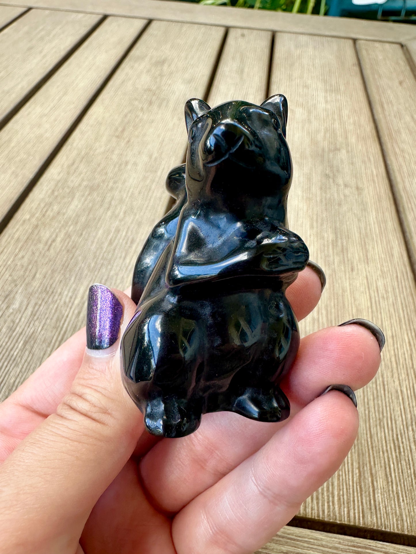 Black Obsidian Squirrel Figurine, Healing Crystal Squirrel Statue, Unique Gemstone Animal Sculpture, Perfect Gift for Nature Lovers