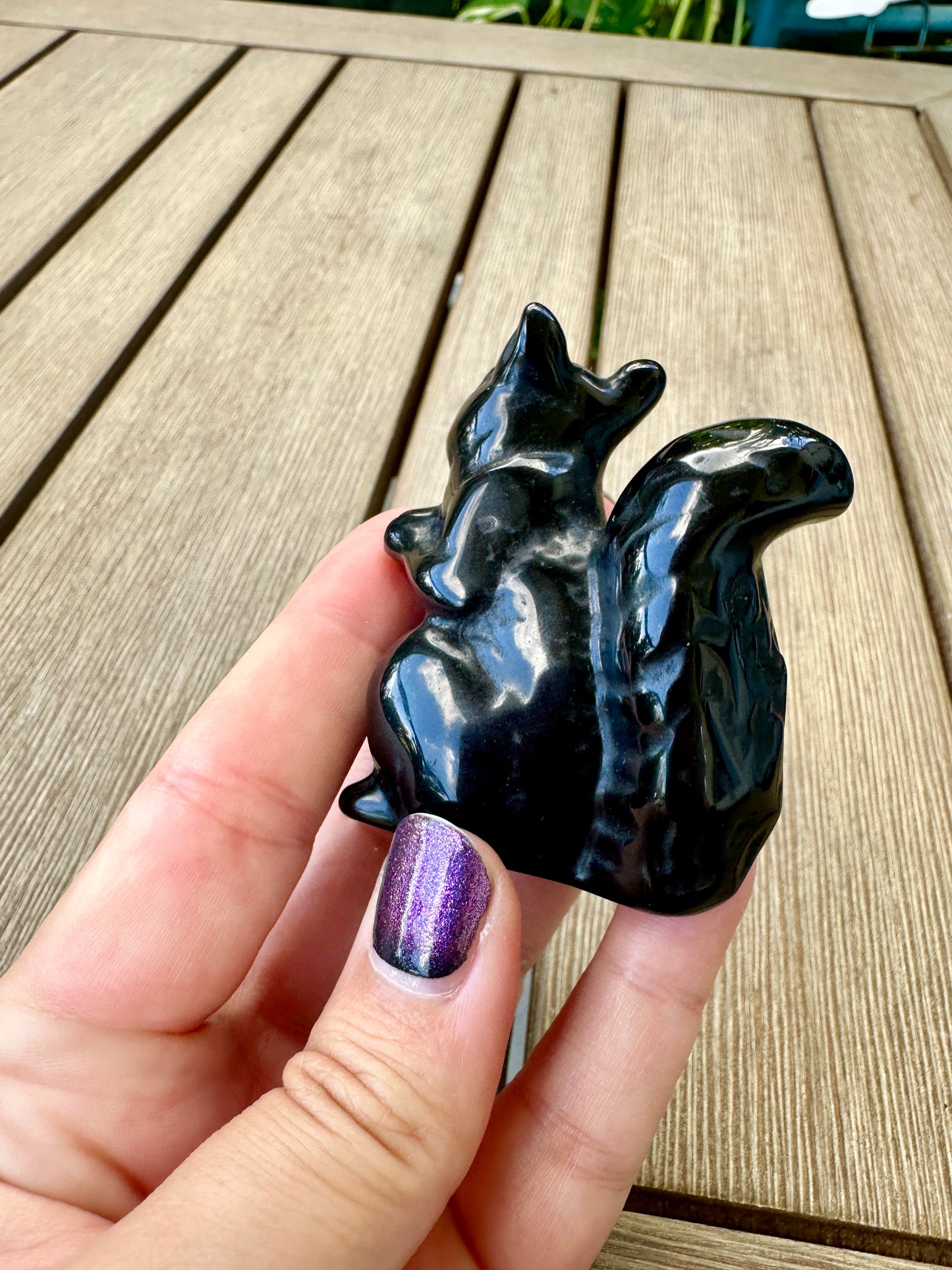 Black Obsidian Squirrel Figurine, Healing Crystal Squirrel Statue, Unique Gemstone Animal Sculpture, Perfect Gift for Nature Lovers