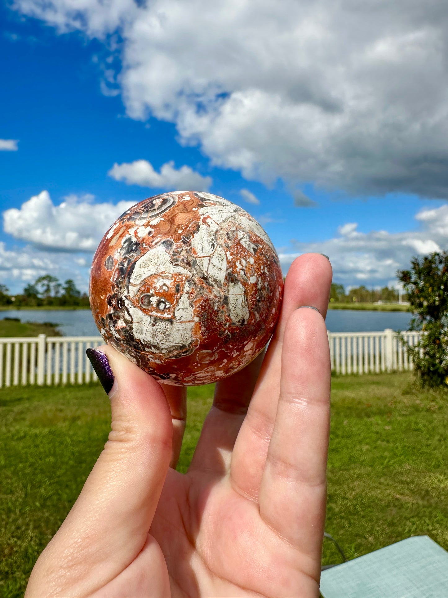 Money Agate Sphere 63mm, Polished Green Agate Crystal Ball, Wealth-Attracting Stone, Unique Gemstone Sphere for Abundance & Feng Shui Decor