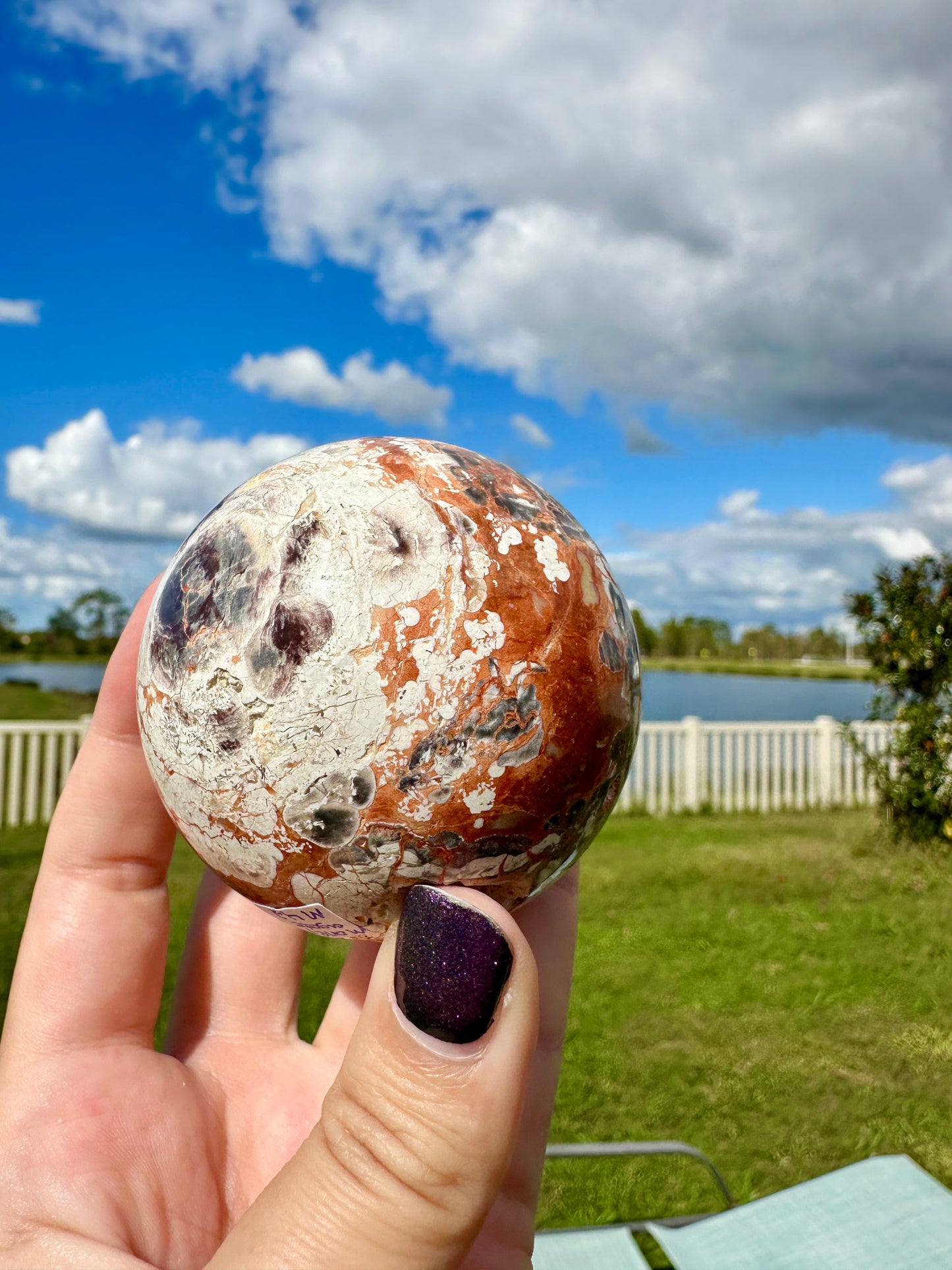 Money Agate Sphere 63mm, Polished Green Agate Crystal Ball, Wealth-Attracting Stone, Unique Gemstone Sphere for Abundance & Feng Shui Decor