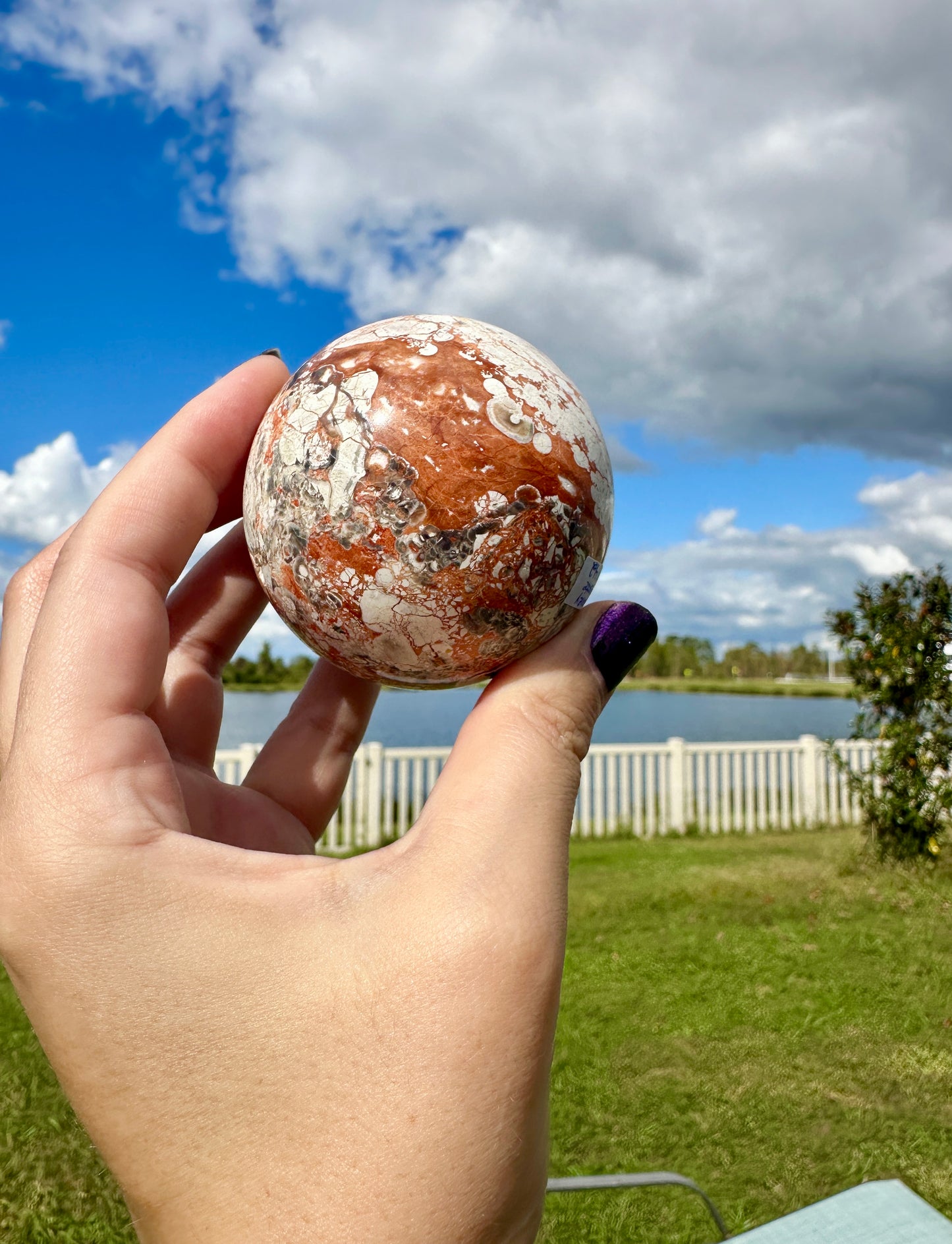 Money Agate Sphere 63mm, Polished Green Agate Crystal Ball, Wealth-Attracting Stone, Unique Gemstone Sphere for Abundance & Feng Shui Decor