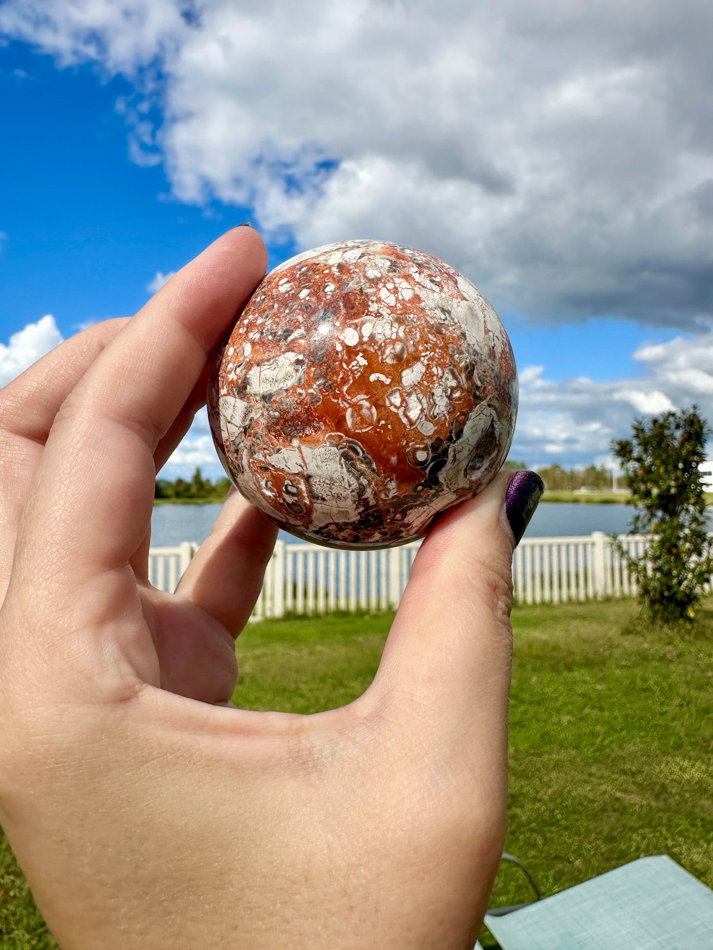 Money Agate Sphere 63mm, Polished Green Agate Crystal Ball, Wealth-Attracting Stone, Unique Gemstone Sphere for Abundance & Feng Shui Decor