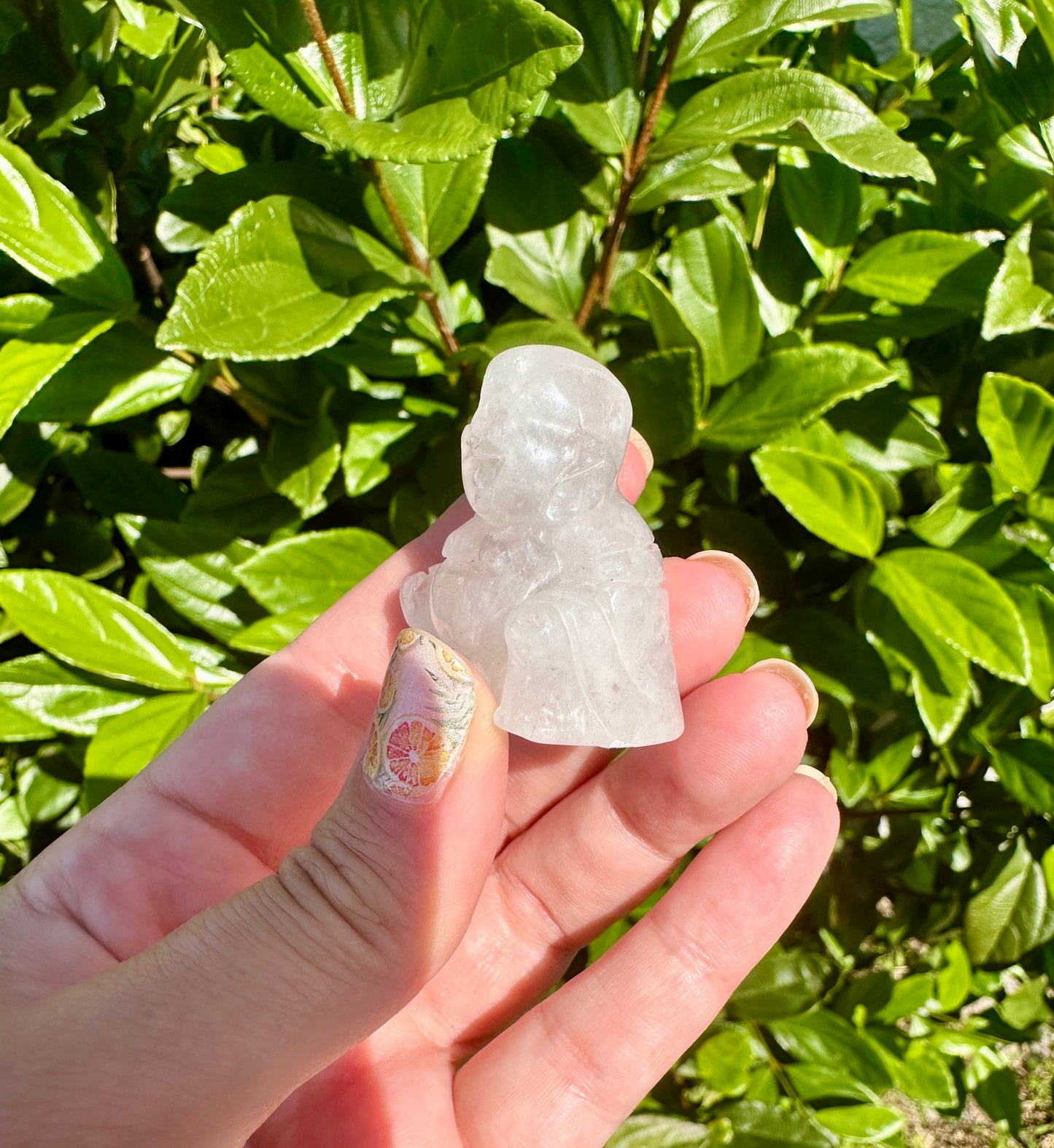 Clear Quartz Laughing Buddha Statue for Positive Energy & Happiness - Perfect Feng Shui Decor for Home and Office