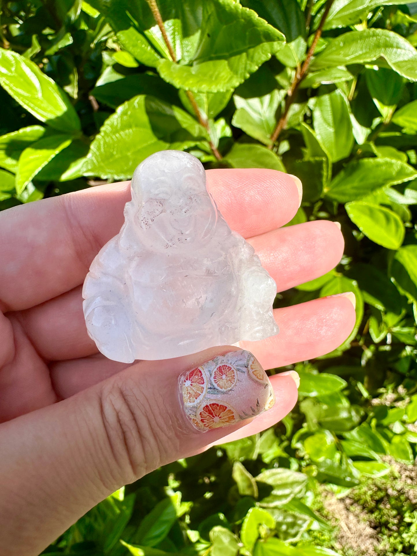 Clear Quartz Laughing Buddha Statue for Positive Energy & Happiness - Perfect Feng Shui Decor for Home and Office