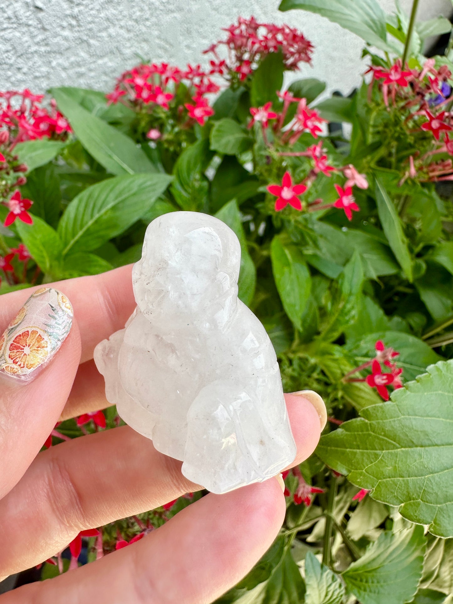 Clear Quartz Laughing Buddha Statue for Positive Energy & Happiness - Perfect Feng Shui Decor for Home and Office