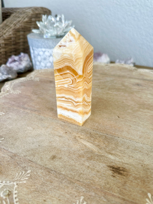 Orange Calcite Tower for Energy Boost & Creativity - Enhance Your Space with Vibrant Healing Crystal Decor