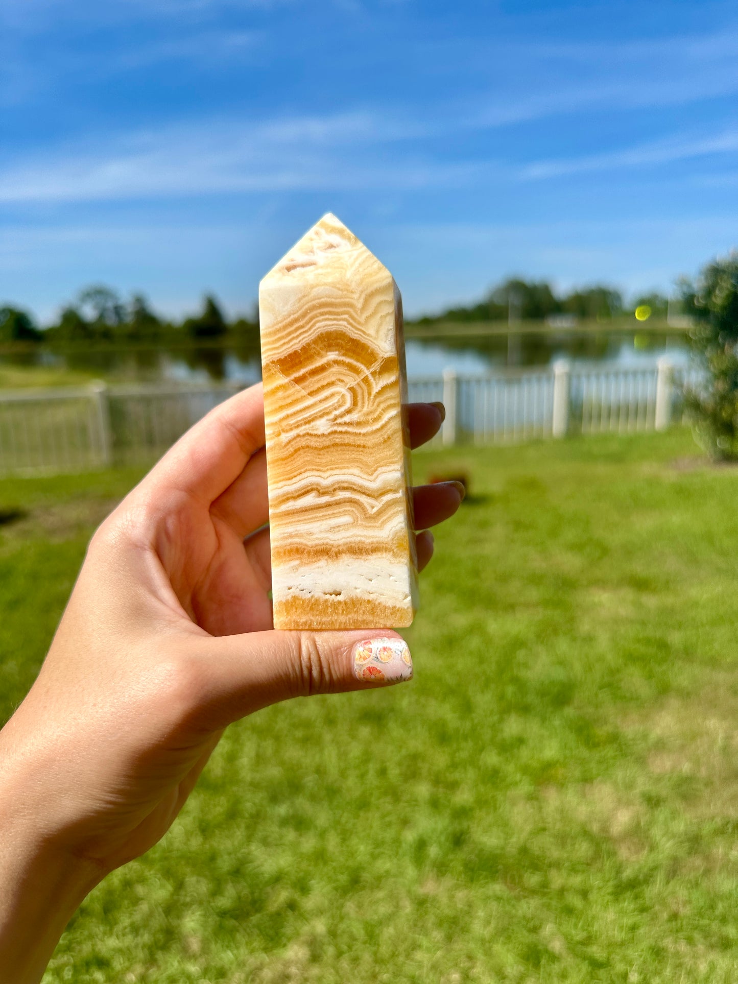 Orange Calcite Tower for Energy Boost & Creativity - Enhance Your Space with Vibrant Healing Crystal Decor