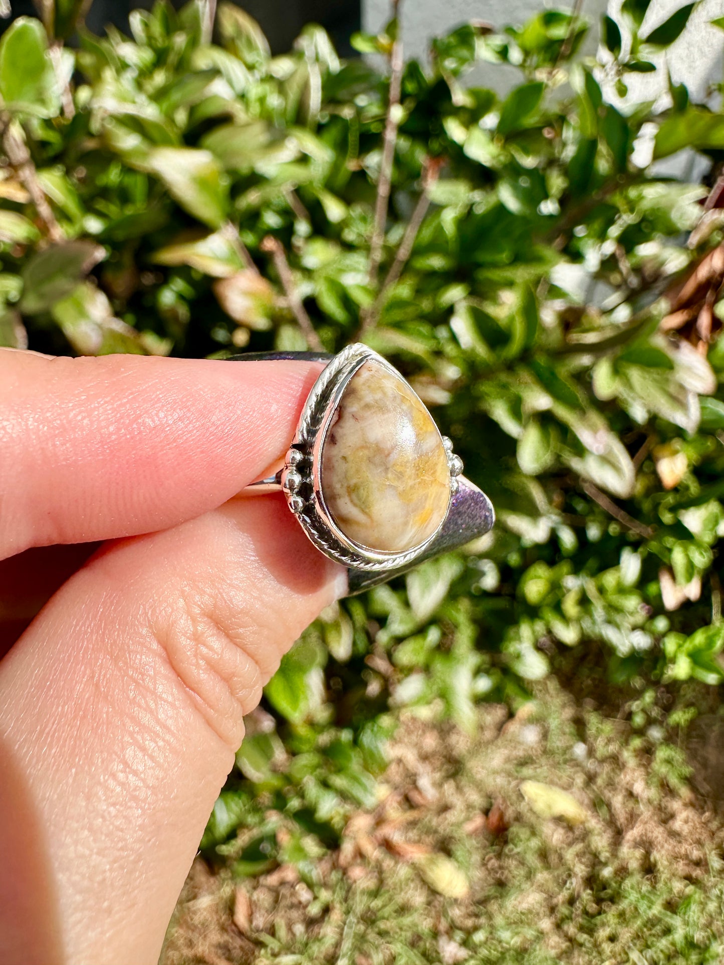 Petrified Wood Sterling Silver Ring Size 9, Unique Fossil Gemstone Ring, Handmade Boho Statement Ring, Natural Stone Jewelry Gift for Her