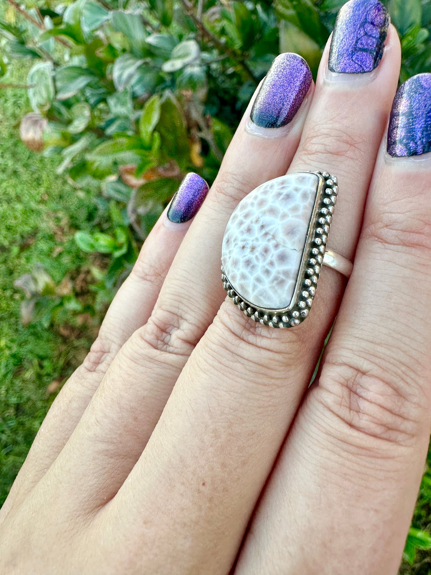 Sterling Silver Natrolite Ring Size 8.25, Unique Gemstone Ring, Rare Crystal Jewelry, Elegant Handmade Statement Ring, Gift for Her