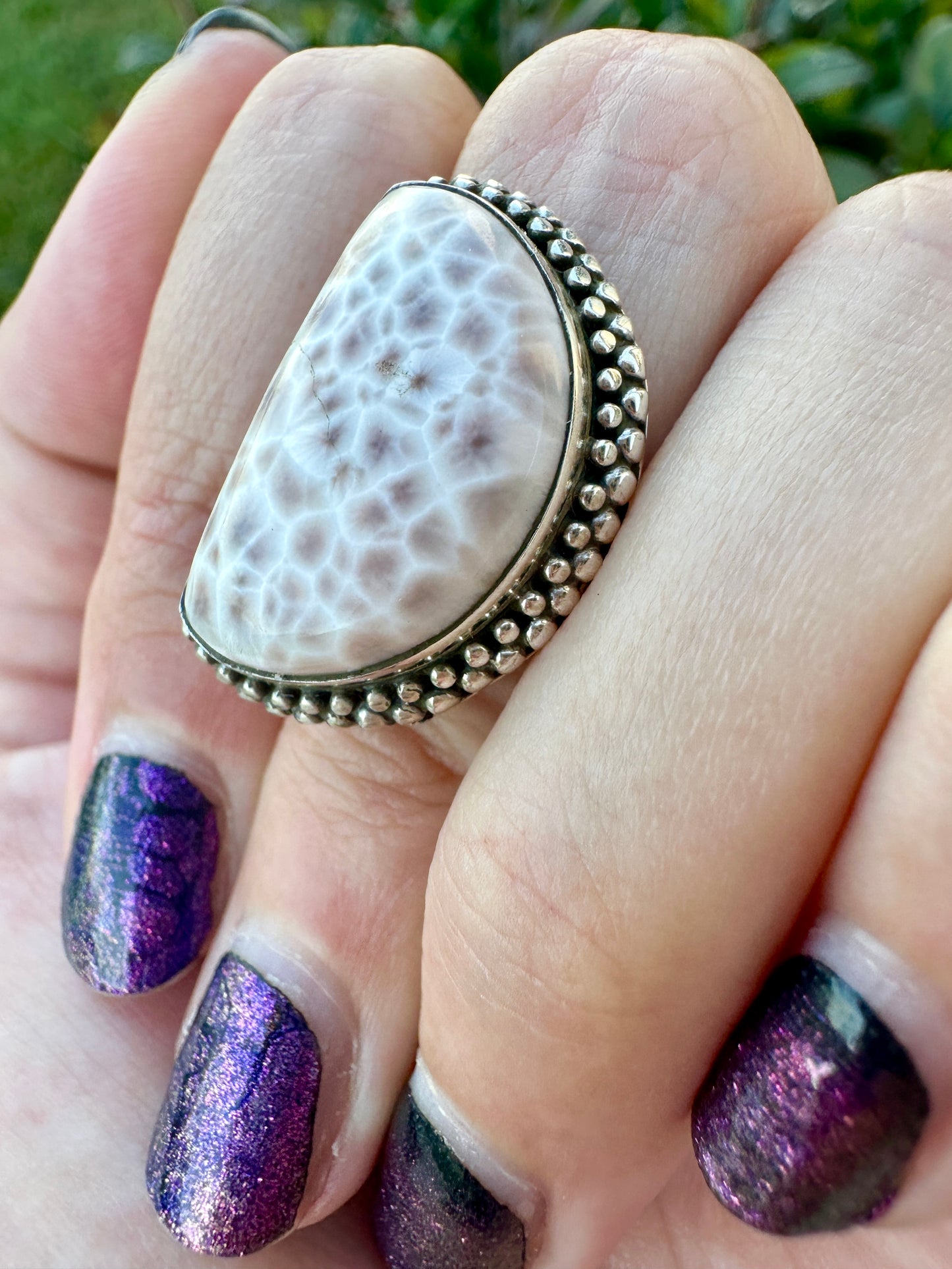 Sterling Silver Natrolite Ring Size 8.25, Unique Gemstone Ring, Rare Crystal Jewelry, Elegant Handmade Statement Ring, Gift for Her