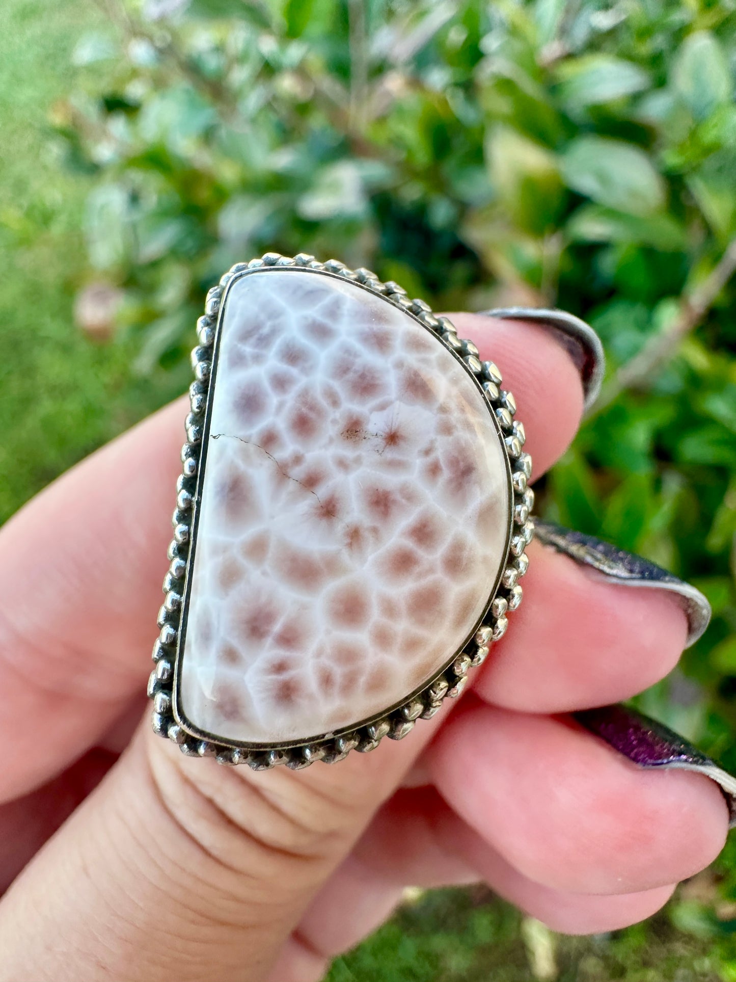 Sterling Silver Natrolite Ring Size 8.25, Unique Gemstone Ring, Rare Crystal Jewelry, Elegant Handmade Statement Ring, Gift for Her