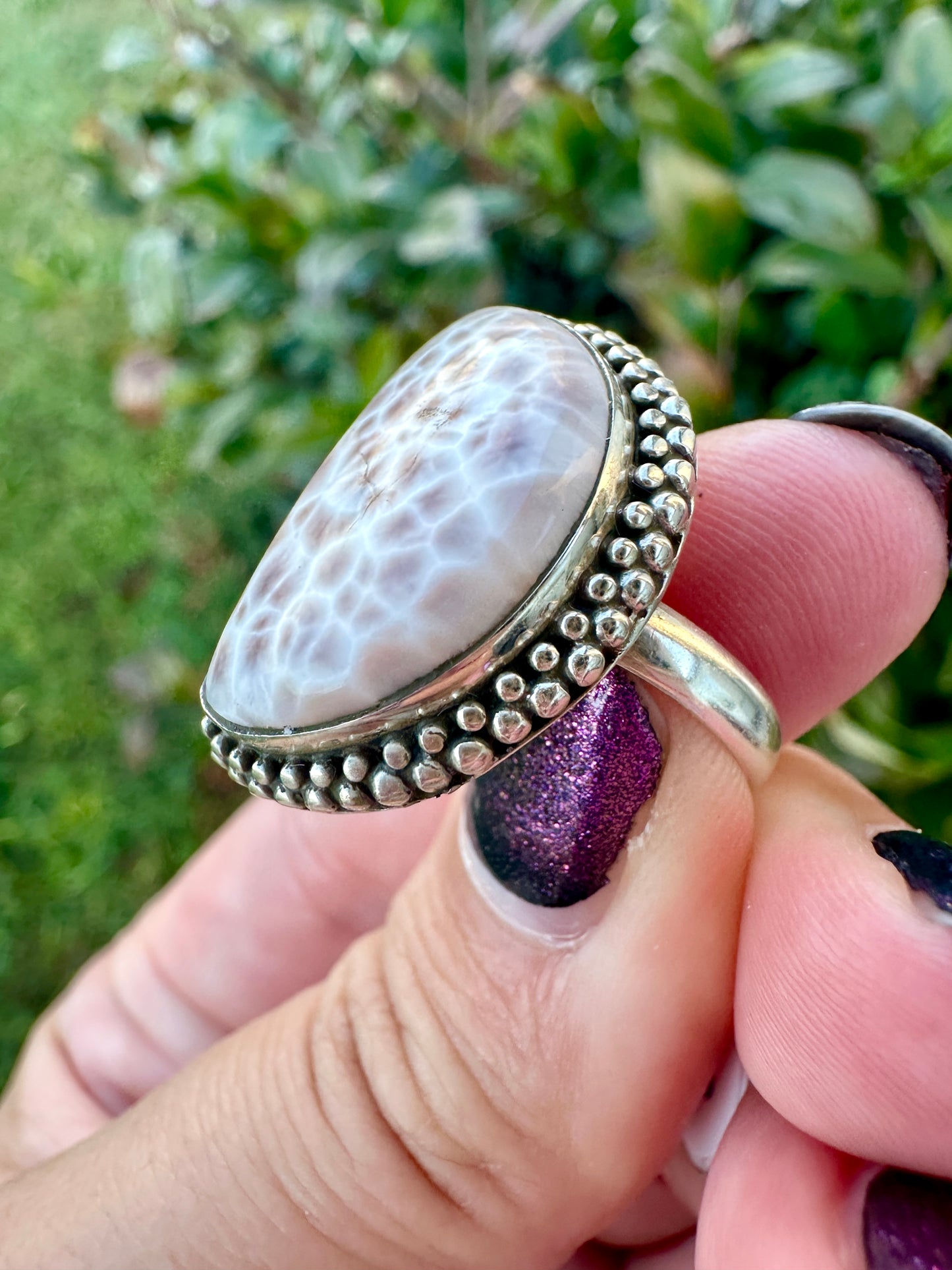 Sterling Silver Natrolite Ring Size 8.25, Unique Gemstone Ring, Rare Crystal Jewelry, Elegant Handmade Statement Ring, Gift for Her