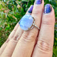 Blue Lace Agate Sterling Silver Adjustable Ring, Gemstone Statement Ring, Calming Blue Crystal Jewelry, Unique Gift for Her