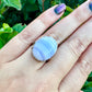 Blue Lace Agate Sterling Silver Adjustable Ring, Gemstone Statement Ring, Calming Blue Crystal Jewelry, Unique Gift for Her