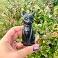 Black Obsidian Cat Carving, Healing Crystal Cat Figurine, Protective Obsidian Animal Statue, Unique Gift for Cat Lovers and Crystal Collectors