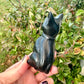 Black Obsidian Cat Carving, Healing Crystal Cat Figurine, Protective Obsidian Animal Statue, Unique Gift for Cat Lovers and Crystal Collectors