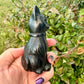 Black Obsidian Cat Carving, Healing Crystal Cat Figurine, Protective Obsidian Animal Statue, Unique Gift for Cat Lovers and Crystal Collectors